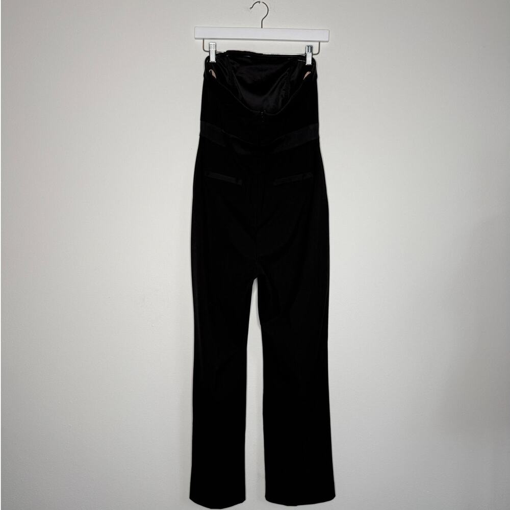 Fame & Partners Strapless Black Wide Leg Jumpsuit Gold Button Detail US 4 - Picture 3 of 5